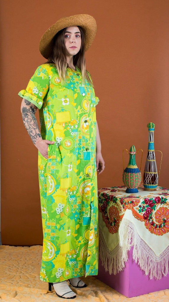 psychedelic print duster dress