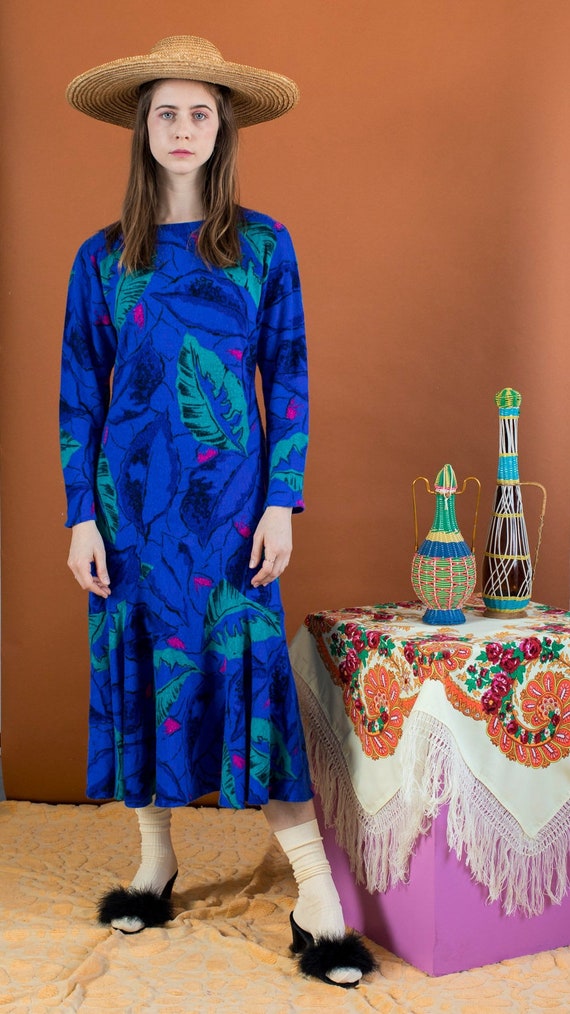 tropical print midi dress