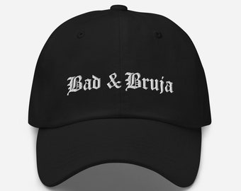 Bad and Bruja Cap, Latina Power, Feminista, Black Goth Hat, Chingona AF, Witch Gifts, Brujeria Love, Latina Owned Shop, One Size Fits All