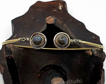 Gold or Silver Labradorite Arm Bracelet Gemstones Upper Arm Bangle Cuff Adjustable Armlet Bohemian Jewelry gift for her