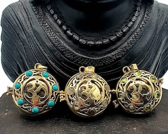 Harmony Necklace Om Ball Harmony Ball Chime Gemstones Pendant Golden Angel Guardian Bell Lucky Amulet Turquoise, Labradorite gift