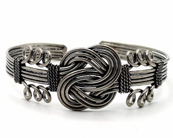 Silver Arm Cuff Bracelet Ethnic Tribal Upper Arm Cuff Knot Bracelet Upper Bangle Hippie Chic Jewelry gift