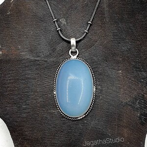Silver Opalite Pendant Necklace Protection Stone Jewelry gift