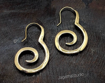 Simple Swirls Earrings Ethnic Statement Drop Golden Earrings  Geometric Earrings gift