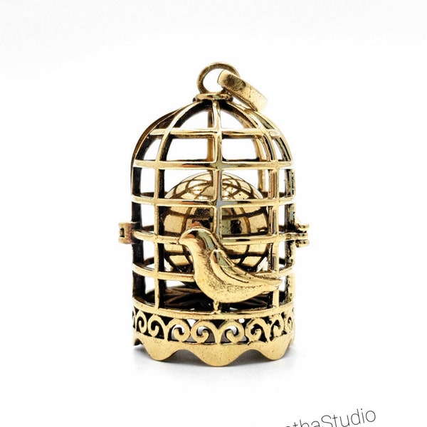 Gold or Silver  Harmony Ball Little Bird Cage Harmony Ball Chime Charm Necklace Pendant, Angel Guardian Bell, Lucky Amulet gift