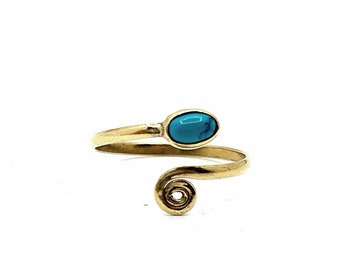 Gold or Silver Swirl Ring Turquoise Stackable Ring Dainty Adjustable Ring Bohemian Jewelery Boho Ring gift for her