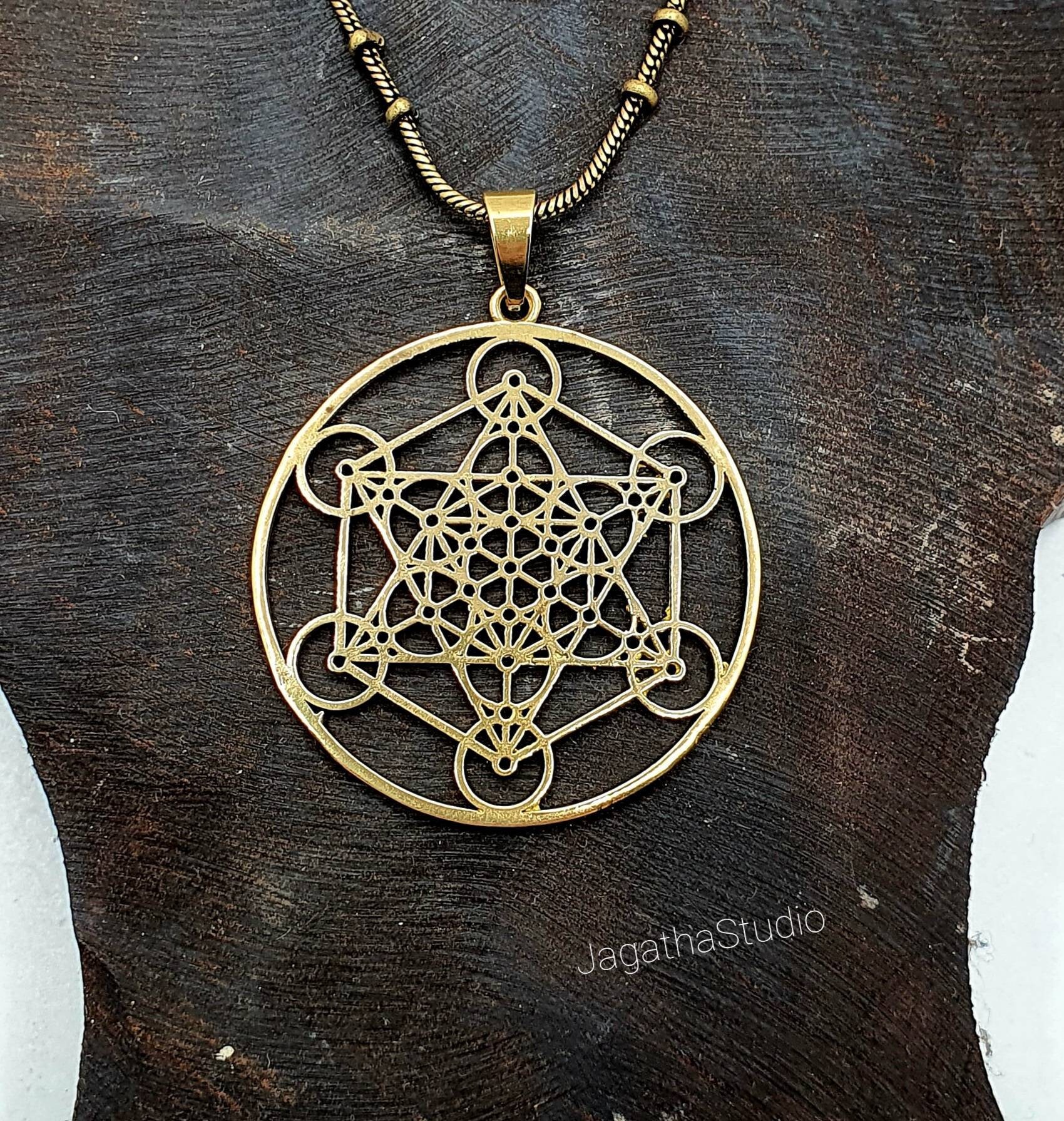 Gold Metatron's Cube Pendant Sacred Geometry Pendant Etsy