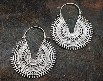 Boho Gypsy Mandala Orecchini Tribali Etnici Hoop - Gioielli Fiore per Donne e Ragazze