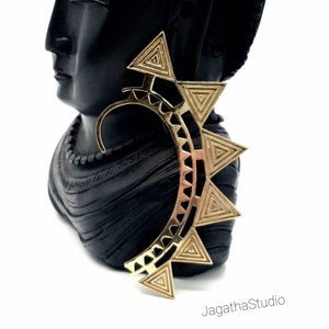 Ear cuff, Festival Boho étnico geométrico, Envoltório de orelha grande, Brinco atrás da orelha, Sem piercing