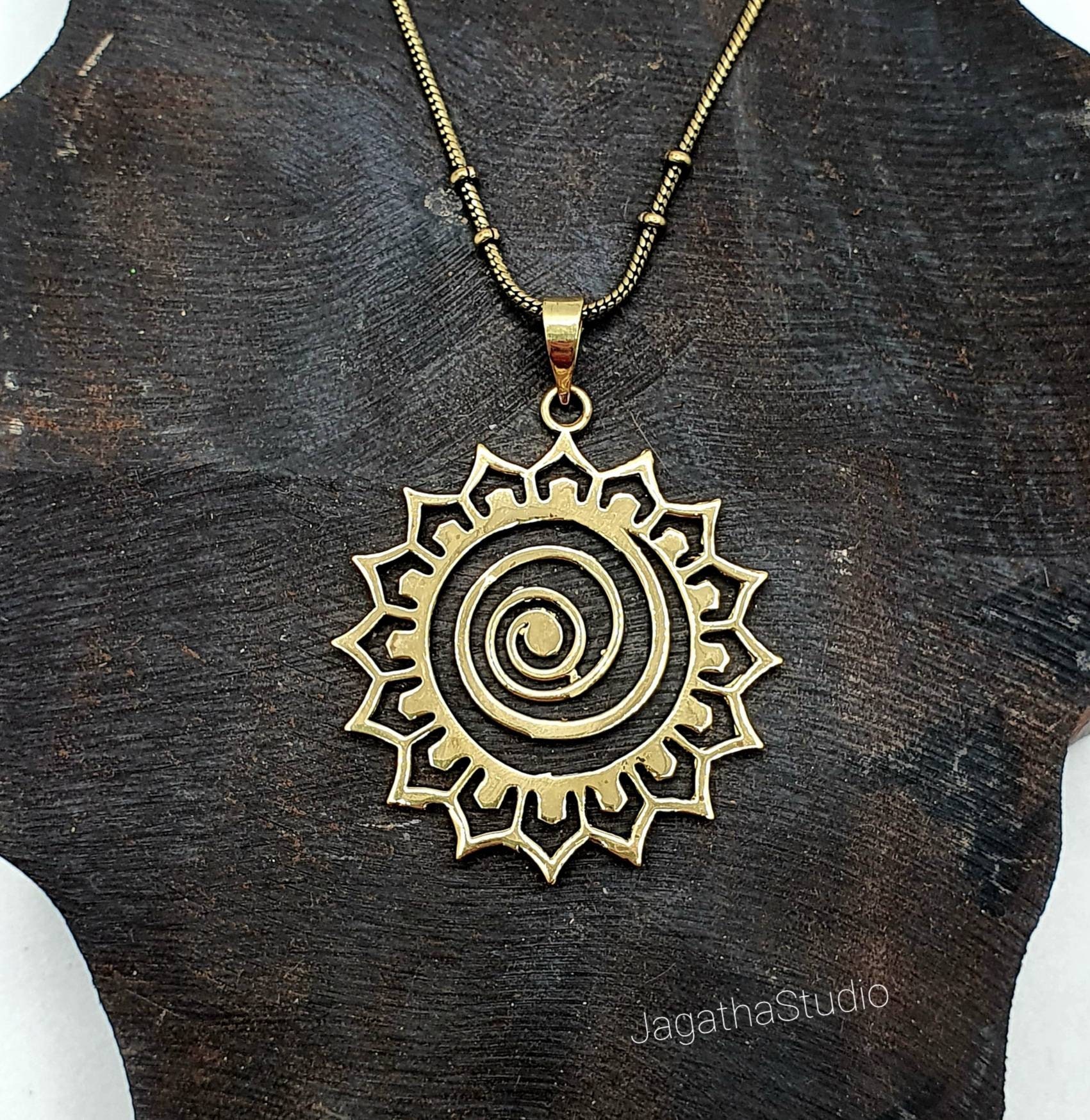 Gold Mandala Star Necklace Sacred Geometry Pendant Bohemian Etsy