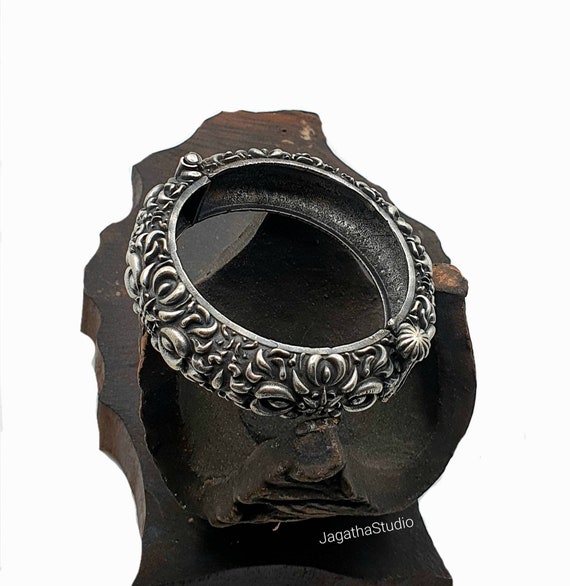 Bracelet Ethnique Vintage Argenté Rajasthan - Finition Cannetilles - Occasion