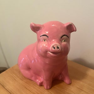 Vintage Collectible Ceramic Pink Piggy Bank