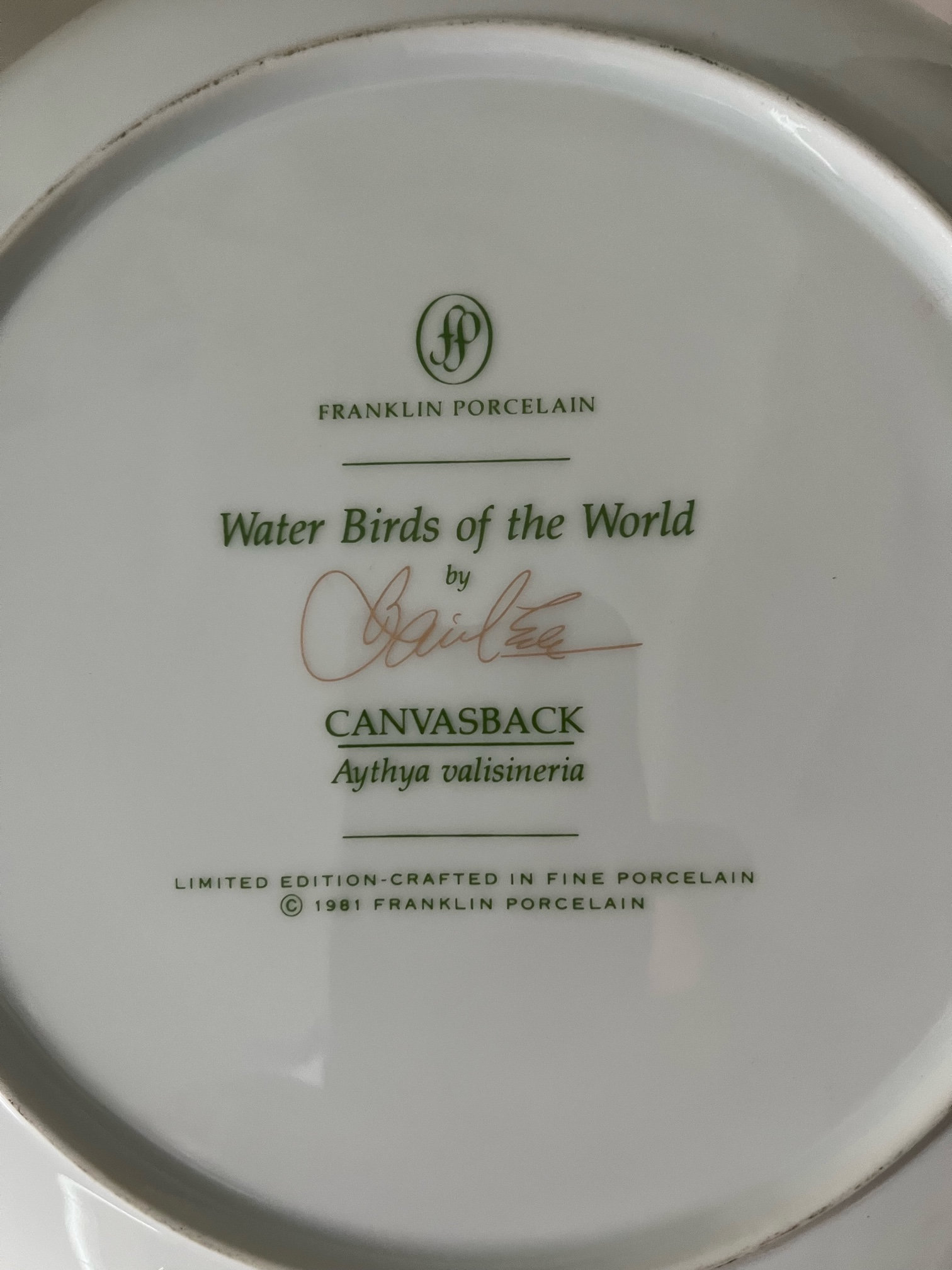 Franklin Porcelain Water Birds of the World by Basil Ede
