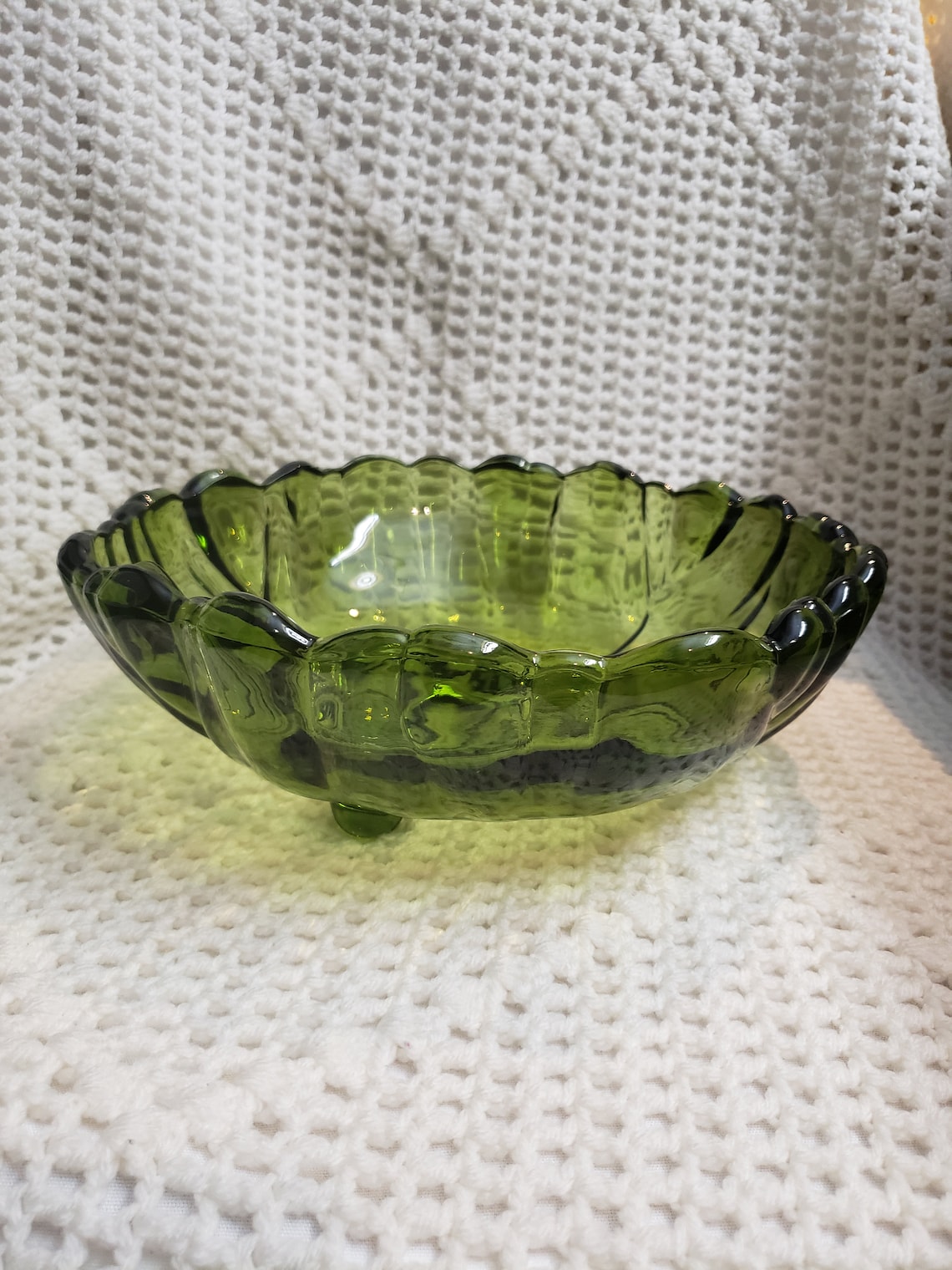 Vintage Indiana Glass Bowl Green Glass Bowl 1970s - Etsy Hong Kong