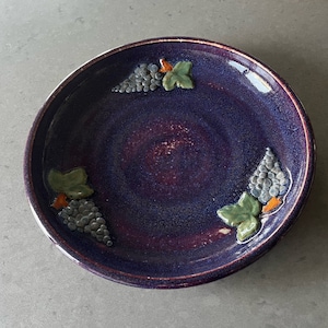Sonoma County Al Podesto Handmade Art Pottery  Serving Platter/Bowl Grapes & Leaves Signed
