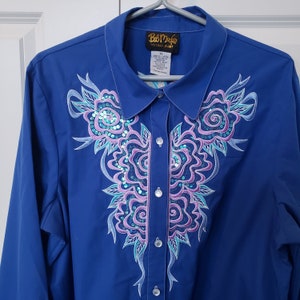 Vintage 1990's Bob Mackie Wearable Art Long Sleeve Collared Shirt