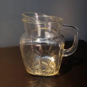 Vintage Rare Federal Glass Pitcher with Sunburst Pattern, Star on Bottom 1950s