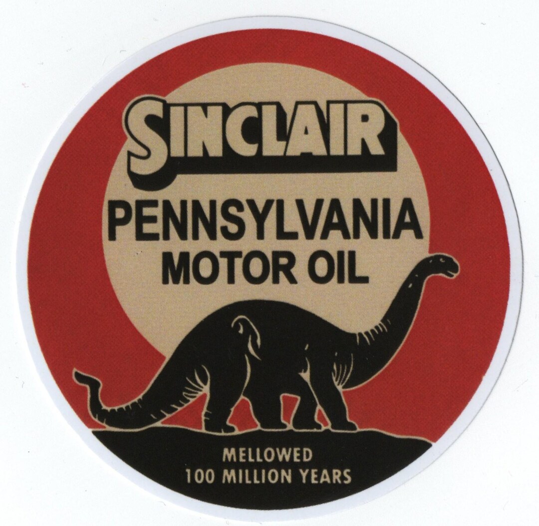 Mini Sinclair Pennsylvania Motor Oil Dinosaur Sticker, Aged Vintage ...