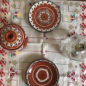 Vintage ETHNO Bulgarian Embroidered Table Cloath/Embrocive tablecloth
