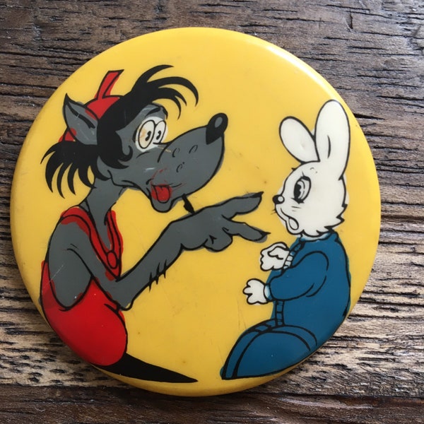 Vintage USSR Badge/Pin - Wolf&Rabbit- Wolf and Rabbit -Fairy Tale - Nu Pogodi