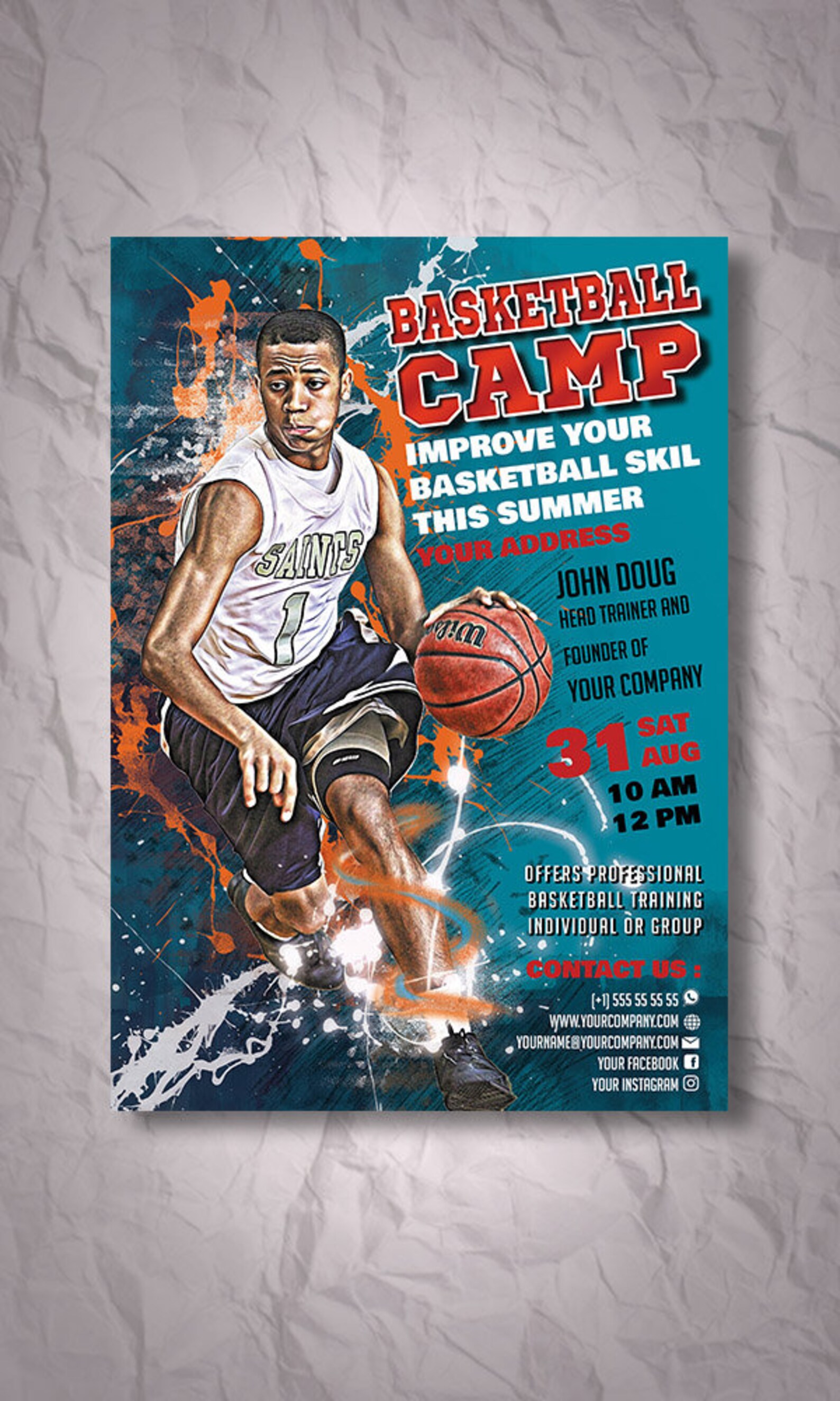 BASKETBALL FLYER TEMPLATE Training Template Photoshop Etsy