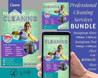 Reinigungsservice Flyer, DIY Bogen, Reinigungsservice Poster, Haushalt Flyer, bearbeitbare druckbare Vorlage, Canva, Business