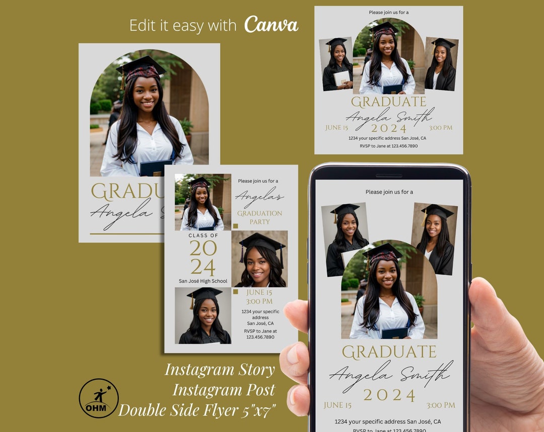 Graduate Invite Bundle, Grad Party Flyer, Graduation Evite, Cap and ...