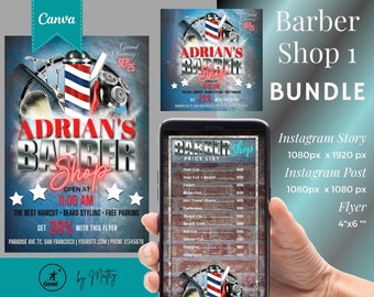 BARBER SHOP FLYER Templates Bundle, social media flyer, Barbershop Flyer, barber sign, digital flyer, hair flyer template, opening flyer