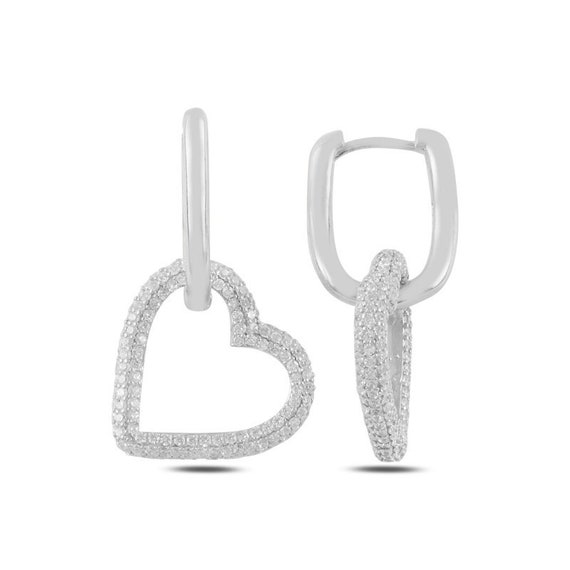 Solid silver outlet heart earrings