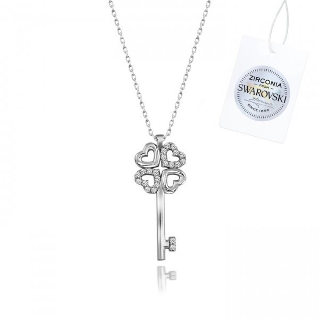 Swarovski Zirconia Key Sterling Silver Necklace Heart Key - Etsy