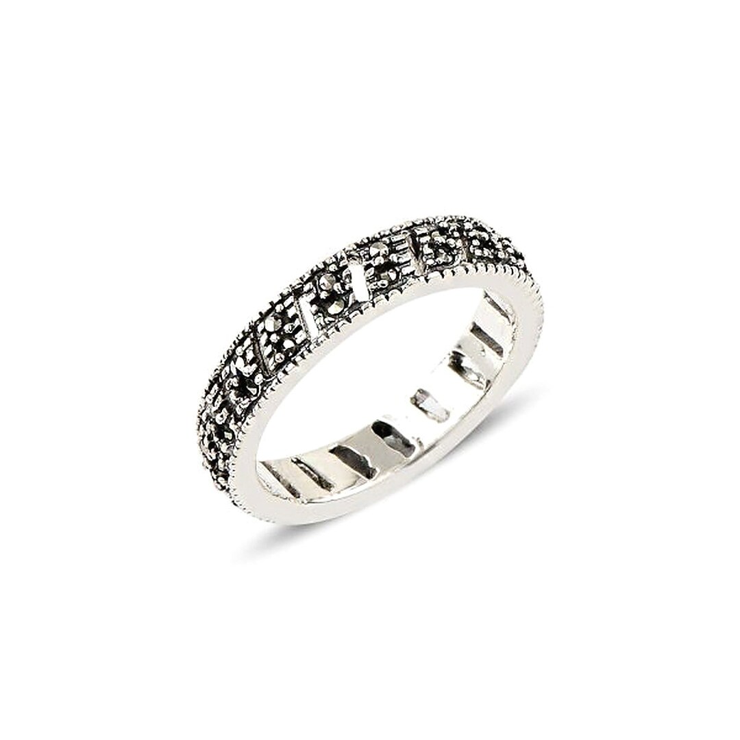 Silverly Sterling Silver Marcasite Wide Band Ring - Art Deco Crossover Braided Design (Width 13mm)