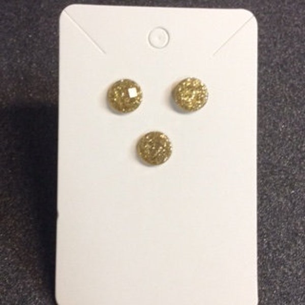 Gold Glitter Stud Pair and a Spare Earrings