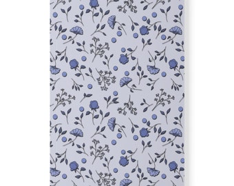 Blue floral notebook, A5, lined paper, free uk postage