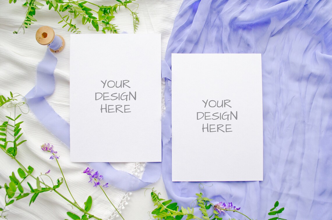 Set of 2 Cards Mockup 5x7 Card Mockup Wedding Invitation