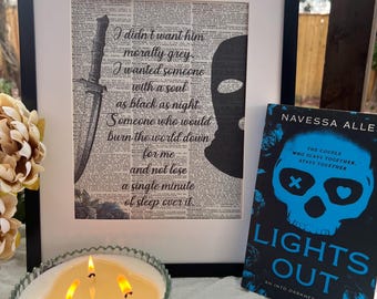 Lights Out, Burn the world down, Into Darkness, Dark Romance, Navessa Allen, Dictionary Print, Vintage Print, bookish gift