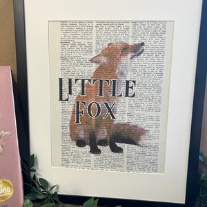 Little Fox, OUABH, once Upon a Broken Heart, Dictionary Print, Vintage Print, Book art, Book, Reading, bookish gift,