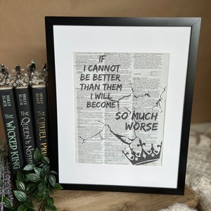 The Cruel Prince, so much worse, vintage Dictionary Print, Vintage Print, Book art, Book, Reading, bookish gift, reader, ACOTAR