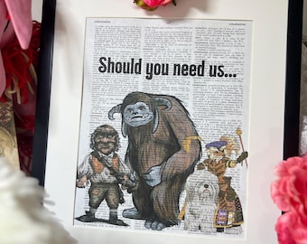 Labyrinth, Should You Need Us, David Bowie, Hoggle, Jennifer Connelly, 80’s movie,  Dictionary Print, Vintage Print, Book art, bookish gift
