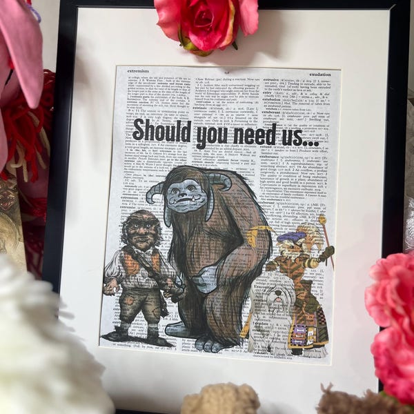 Labyrinth, Should You Need Us, David Bowie, Hoggle, Jennifer Connelly, 80’s movie,  Dictionary Print, Vintage Print, Book art, bookish gift