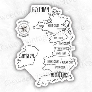 Prythian Map sticker, ACOTAR, Rhysand, Az, A Court of Thorns and Roses, Nesta, Rhys, fantasy books, Bookish Sticker, reading sticker, nerd