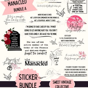 Manacled Sticker Bundle | Draco Malfoy| Dramione | bookish stickers | fanfiction | fan fiction | manacled | sticker pack | wizarding world