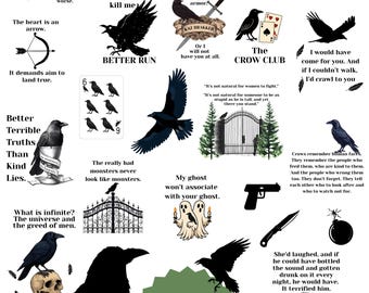 Paquete de pegatinas SEIS DE CUERVOS / Leigh Bardugo / pegatinas para lectores / pegatinas para Kindle / paquete de pegatinas, Sin dolientes, sin funerales