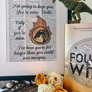 Fourth Wing, You’re mine Violet, Rebecca Yarros, Dragon, Dictionary Print, Vintage Print, Book art, Bookish merch, fourth wing gift
