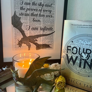 Fourth Wing, I am Infinite, Rebecca Yarros, Dragon, Dictionary Print, Vintage Print, Book art, Bookish merch, fourth wing gift