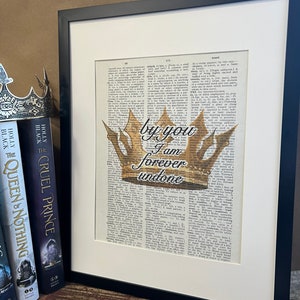 Cruel Prince, by you I am forever undone, Cardan, Dictionary Print, Vintage Print, Book art, Book, Reading, bookish gift, reader