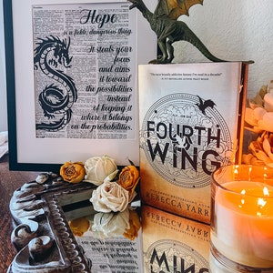 Fourth Wing, Hope, Rebecca Yarros, Dragon, Dictionary Print, Vintage Print, Book art, Bookish merch, fourth wing gift