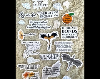 Fourth Wing Sticker Bundle | B | bookish stickers | empyrean series | reader gift | bookish | fourth wing | sticker pack | bookish stickers