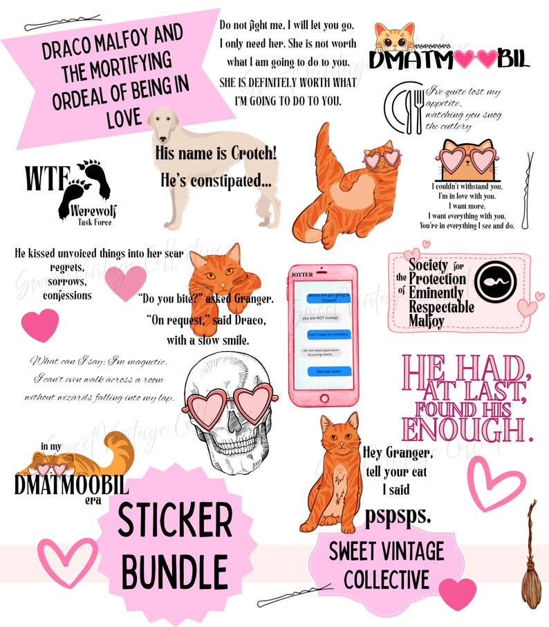 Fanfic Stickers DMATMOOBIL Sticker Bundle | A | Draco Malfoy| Bookish Stickers | Tell ...