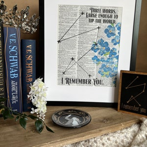 I Remember You Dictionary Print, Vintage Print, Book art, Book, Reading, bookish gift, reader, V E Schwab, Invisible Life of Addie Larue
