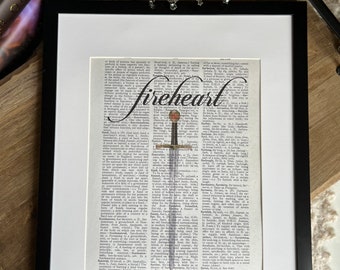 Fireheart, Throne Of Glass, TOG, Dictionary Print, Vintage Print, Book art, Book, Reading, bookish gift, reader, ACOTAR